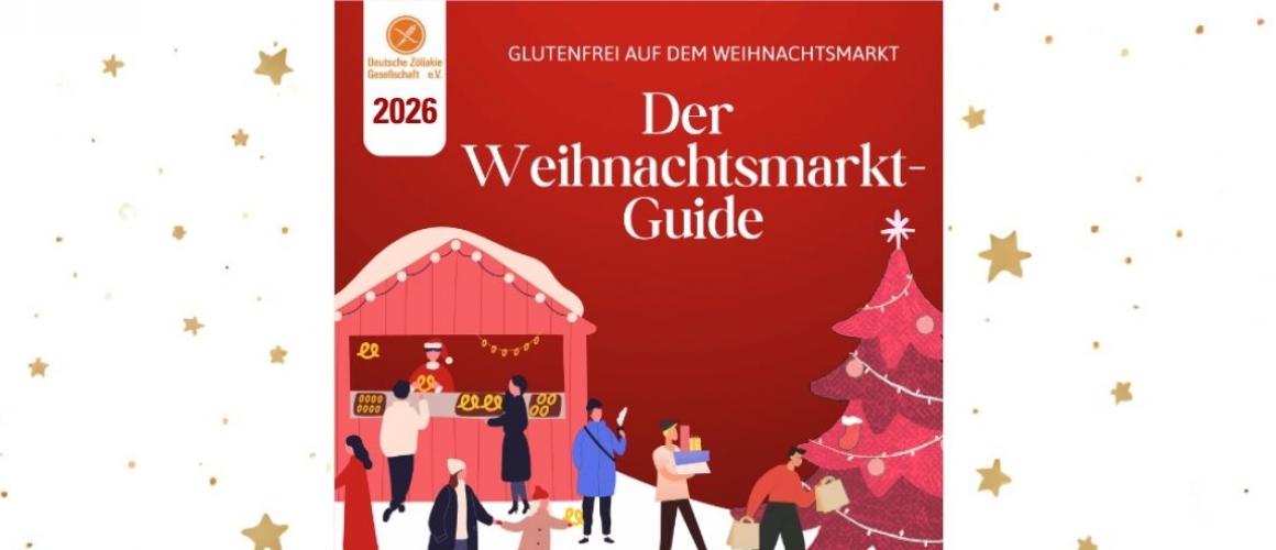 Illustration von einem weihnachtsstand auf einem Weihnachtsmarkt - dahinter viele goldene Sterne