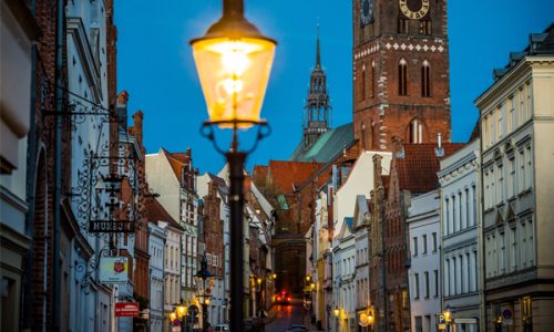 Altstadtansicht von Lübeck- viele Fachwerkhäuser