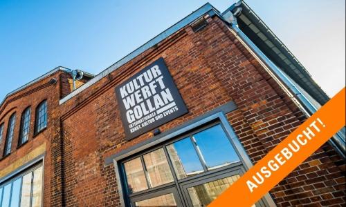 Außenansicht der Golanwerft mit WZT Logo und Ausverkauft