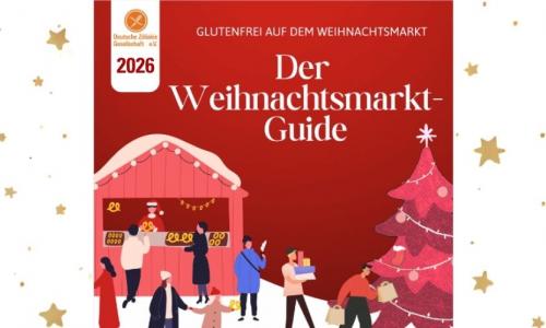 Illustration von einem weihnachtsstand auf einem Weihnachtsmarkt - dahinter viele goldene Sterne